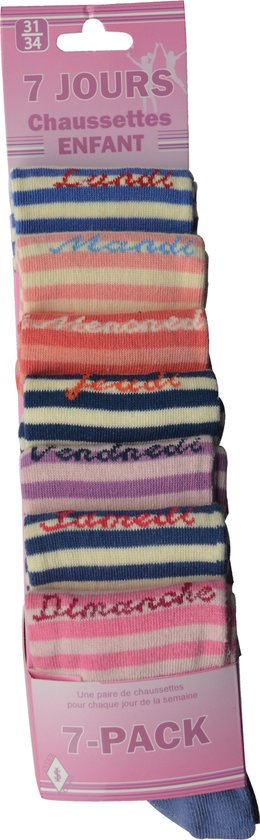 Meisjes Sokken maat 35-38 - Ecole - 7 PAAR - hoogwaardige katoen - verschillende kleuren
