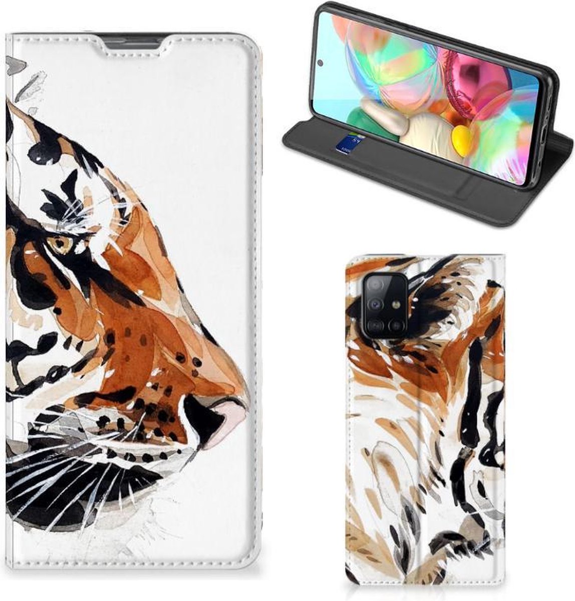 Bookcase Samsung Galaxy A71 Watercolor Tiger