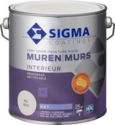 Sigma reinigbare muurverf RAL 9010 2,5 liter