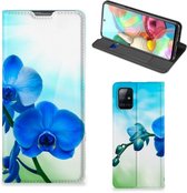 Stand Case met foto Geschikt voor Samsung Galaxy A71 Telefoonhoesje Orchidee Blauw