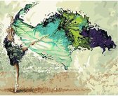 Schilderenopnummers.com® - Schilderen op nummer volwassenen - Groene Ballerina - 50x40 cm - Paint by numbers