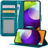 Samsung A52 Hoesje Book Case Hoes Portemonnee Cover - Samsung Galaxy A52 Case Hoesje Wallet Case - Turquoise