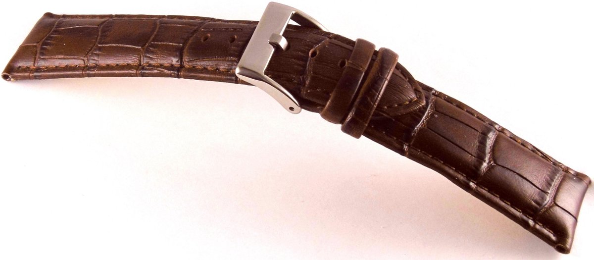 Horlogeband Donkerbruin Gevuld Croco 24 mm