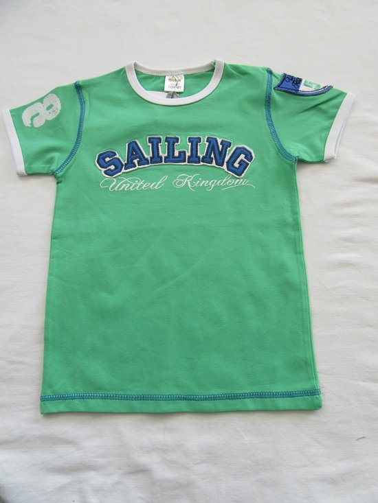 dirkje , jongens, t-shirt korte mouw, groen ,sailing , 104 - 4 jaar