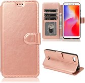 Voor Xiaomi Redmi 6A Kalfs Textuur Magnetische Gesp Horizontale Flip Leren Case met Houder & Kaartsleuven & Portemonnee & Fotolijst (Rose Goud)