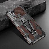 Voor Motorola Moto G8 Machine Armor Warrior schokbestendige pc + TPU beschermhoes (koffie)