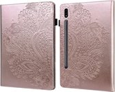 Voor Samsung Galaxy Tab S7 T875 Pauw Reliëfpatroon TPU + PU Horizontale Flip Leren Case met Houder & Kaartsleuven & Portemonnee (Rose Goud)