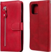 Voor Samsung Galaxy A42 5G Mode Kalf Textuur Rits Horizontale Flip Leren Case met Houder & Kaartsleuven & Portemonnee (Rood)