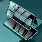 Voor Samsung Galaxy Note20 Ultra Vierhoek schokbestendig Anti-gluren magnetisch metalen frame Dubbelzijdig gehard glazen omhulsel (groen)