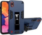 Voor Samsung Galaxy A10 2 in 1 pc + TPU schokbestendige beschermhoes met onzichtbare houder (blauw)