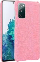Voor Samsung Galaxy S20 FE schokbestendige krokodiltextuur pc + PU-hoes (roze)