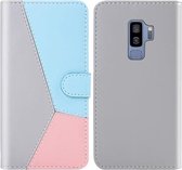 Voor Galaxy S9 + Tricolor Stitching Horizontale Flip TPU + PU lederen tas met houder & kaartsleuven en portemonnee (grijs)