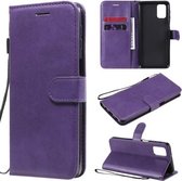 Voor Samsung Galaxy M31s effen kleur horizontale flip beschermende lederen tas met houder & kaartsleuven & portemonnee & fotolijst & lanyard (paars)