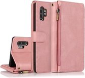 Voor Samsung Galaxy Note10 + Skin-feel Crazy Horse Texture Rits Portemonnee Tas Horizontale Flip Leren Case met Houder & Kaartsleuven & Portemonnee & Lanyard (Rose Goud)