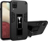 Voor Samsung Galaxy A12 2 in 1 PC + TPU schokbestendige beschermhoes met onzichtbare houder (zwart)