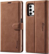 Voor Samsung Galaxy A32 5G Forwenw F1 Serie Mat Sterk Magnetisme Horizontale Flip Leren Case met Houder & Kaartsleuven & Portemonnee & Fotolijst (Bruin)