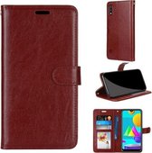 Voor Samsung Galaxy M01 Pure Kleur Horizontale Flip PU lederen tas met houder & kaartsleuven & portemonnee & fotolijst (bruin)