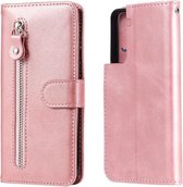 Voor Samsung Galaxy S21 Plus 5G Mode Kalf Textuur Rits Horizontale Flip Lederen Case met Houder & Kaartsleuven & Portemonnee (Rose Goud)