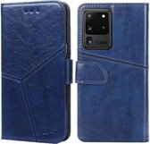 Voor Samsung Galaxy S20 Ultra Geometrische stiksels Horizontale Flip TPU + PU lederen tas met houder & kaartsleuven & portemonnee (blauw)