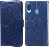 Voor Samsung Galaxy A40 Geometrische stiksels Horizontale flip TPU + PU lederen tas met houder & kaartsleuven en portemonnee (blauw)