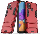 Voor Galaxy A21s PC + TPU schokbestendige beschermhoes met houder (rood)