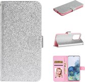 Voor Samsung Galaxy S20 Ultra Glitter Poeder Horizontaal Flip Leren Case met Kaartsleuven & Houder & Fotolijst & Portemonnee (Zilver)