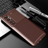 Voor Xiaomi Mi Note 10 lite Carbon Fiber Texture Shockproof TPU Case (Bruin)