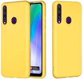 Voor Huawei Y6p Pure Color vloeibare siliconen schokbestendige volledige dekking beschermhoes (geel)