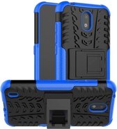 Voor Nokia 1.3 Tyre Texture Shockproof TPU + PC beschermhoes met houder (blauw)