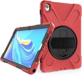 Voor Huawei MediaPad M6 10.8 Schokbestendige kleurrijke siliconen + pc-beschermhoes met houder en handgreepriem (rood)