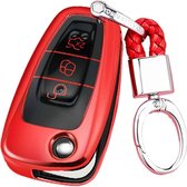 TPU Galvaniseren uit Ã©Ã©n stuk met volledige dekking autosleutelbehuizing met sleutelring voor Ford FOCUS / KUGA (rood)