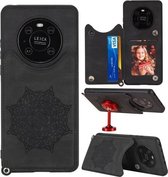 Voor Huawei Mate 40 Pro Mandala reliëf PU + TPU-hoesje met houder & kaartsleuven & fotolijst en riem (zwart)