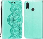 Voor Huawei P smart + / nova 3i Flower Vine Embossing Pattern Horizontale Flip Leather Case met Card Slot & Holder & Wallet & Lanyard (Green)