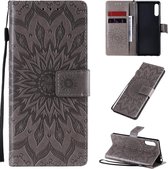 Voor Sony Xperia L4 reliÃ«f zonnebloem patroon horizontale flip pu lederen tas met houder & kaartsleuven & portemonnee & lanyard (grijs)