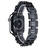 Voor Apple Watch Series 6 & SE & 5 & 4 44mm / 3 & 2 & 1 42mm denim kettingstiksel horlogeband (zwart)