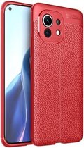Voor Geschikt voor Xiaomi Mi 11 Litchi Texture TPU schokbestendig hoesje (rood)