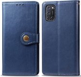 Voor OPPO A52 / A72 / A92 retro effen kleur lederen gesp telefoonhoes met lanyard & fotolijst & kaartsleuf & portemonnee & standaardfunctie (blauw)