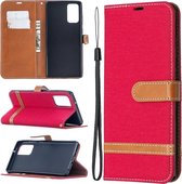 Voor Samsung Galaxy Note20 Kleuraanpassing Denim Textuur Horizontale Flip Leren Case met Houder & Kaartsleuven & Portemonnee & Lanyard (Rood)
