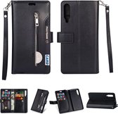 Voor Geschikt voor Xiaomi Mi 9 / Mi 9 Explorer Multifunctionele Rits Horizontale Flip Leren Case met Houder & Portemonnee & 9 Kaartsleuven & Lanyard (Zwart)