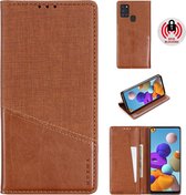 Voor Samsung Galaxy A21s MUXMA MX109 Horizontale lederen flip case met houder & kaartsleuf & portemonnee (bruin)
