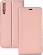 Electric Pressed Plain Texture Ultradunne magnetische zuiging TPU + PU lederen tas met houder en kaartsleuf voor Galaxy A50 (Rose goud)