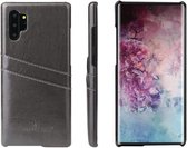 Fierre Shann Retro Oil Wax Texture PU lederen tas met kaartsleuven voor Galaxy Note 10+ (zwart)
