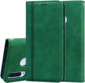 Voor Huawei P30 Lite Frosted Business Magnetische Horizontale Flip PU Leather Case met houder & kaartsleuf & lanyard (groen)