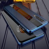 Voor Huawei P20 lederen Smart Flip beschermhoes (blauw)