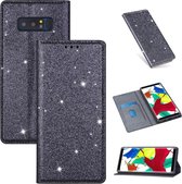 Voor Samsung Galaxy Note 8 Ultradunne glitter magnetische horizontale flip lederen tas met houder en kaartsleuven (grijs)