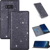 Voor Samsung Galaxy S8 ultradunne glitter magnetische horizontale flip lederen tas met houder en kaartsleuven (grijs)