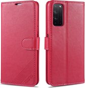 Voor Huawei Honor X10 5G AZNS Schapenvacht Textuur Horizontale Flip Leren Case met Houder & Kaartsleuven & Portemonnee (Rood)