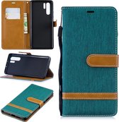 Kleurafstemming Denim Texture Leather Case voor Huawei P30 Pro, met houder & kaartsleuven & portemonnee & lanyard (groen)