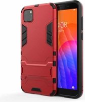 Voor Huawei Y5P PC + TPU schokbestendige beschermhoes met houder (rood)