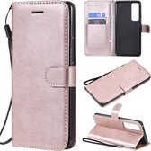Voor Huawei nova 7 Pro effen kleur horizontale flip beschermende lederen tas met houder & kaartsleuven & portemonnee & lanyard (rose goud)